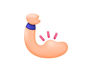 bicep muscle concept. illustration of an arm showing its bicep muscle. flexing muscle. showing or exhibiting strength. bodybuilder. gym or fitness. symbol. minimalist 3d style design. design asset