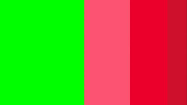 Gradient red color pattern transitions with paper wipe effect on a green screen background