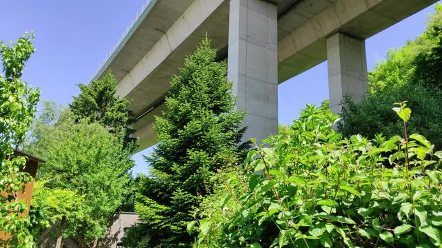 Low angle view of highway A 98 in Germany, static shot