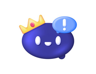 artificial intelligence technology concept. support and assistant services. premium AI chat technology. king of chatbots. illustration of an chat symbol with a crown. symbol or icon. minimalist 3d