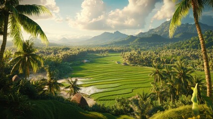Obraz premium Tropical rice terraces landscape