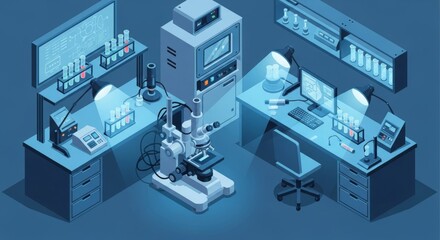 Obraz premium Isometric View of a Modern Laboratory with Scientific Equipment