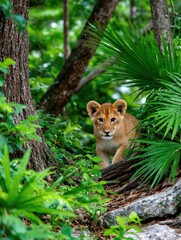 Jungle cub peering out
