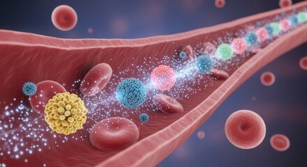 Cellular Interactions in Blood Vessel Cross-Section