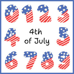 Patriotic Numbers 0&ndash;9 Clipart | 4th of July Themed Red White Blue Digits