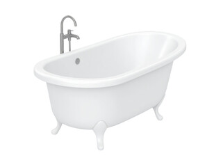 Naklejka premium Classical white bathtub with elegant vintage design and smooth curves isolated on white background
