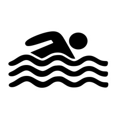 Swimming Person Icon with Water Waves Illustration