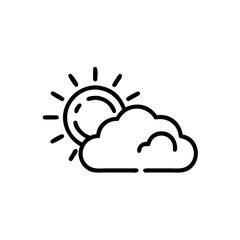 Handdrawn Line Art Sun and Cloud Weather Icon Simple Minimalist Design vector