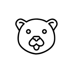 Handdrawn Line Art Cute Bear Head Icon Cartoon Animal Pet Puppy Doggy vector