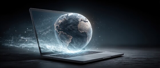 Laptop displaying globe