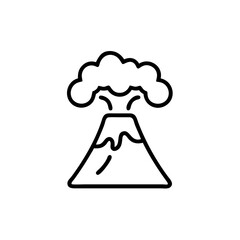 Handdrawn Line Art Volcano Erupting Smoke Clouds Simple Icon Graphic eruption mountain