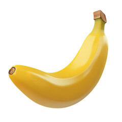 A bright yellow banana isolated on transparent background.