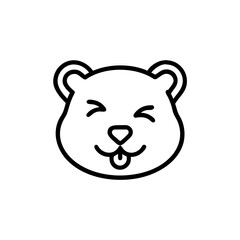 Handdrawn Cute Bear Face Icon Happy Expression Line Art Simple Cartoon Animal vector