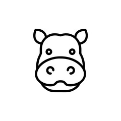Handdrawn Line Art Hippopotamus Head Icon Simple Cute Cartoon Animal vector