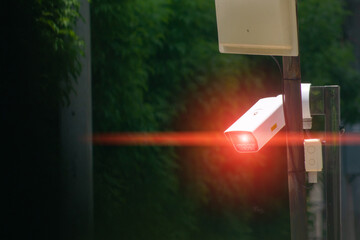 Modern Security Camera on Urban Street