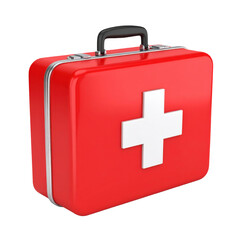 Compact first aid kit with essential medical supplies for emergency treatment isolated on white background