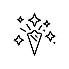 Handdrawn Line Art Sparkle Burst Cone Icon Celebration Design Element vector