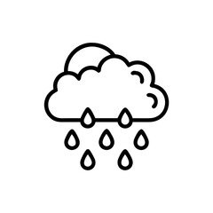 Handdrawn Line Art Sun Behind Cloud Rain Drops Icon vector