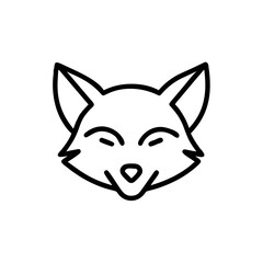 Handdrawn Fox Head Outline Happy Smiling Animal Cartoon Simple Line Art Design vector
