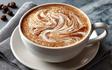 Latte art on a white mug