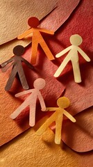 Paper people on layered tones