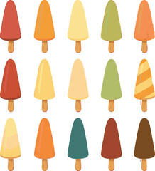 A cute set of 20 Multani Malai kulfi illustrations in vibrant colors and rustic texture, perfect for food packaging, branding, summer events, and children’s books.