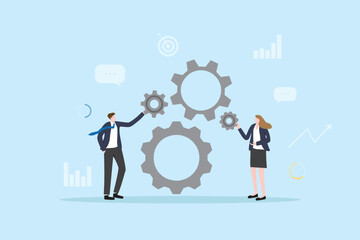 Business professional teamwork brainstorming idea concept. Employee colleague group working strategy planning,Team building training, project management, group motivation flat vector illustration.