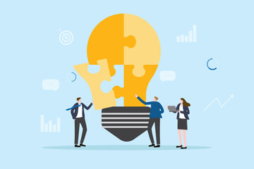 Business professional teamwork brainstorming idea concept. Employee colleague group working strategy planning,Team building training, project management, group motivation flat vector illustration.