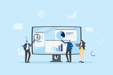 Business professional teamwork brainstorming idea concept. Employee colleague group working strategy planning,Team building training, project management, group motivation flat vector illustration.