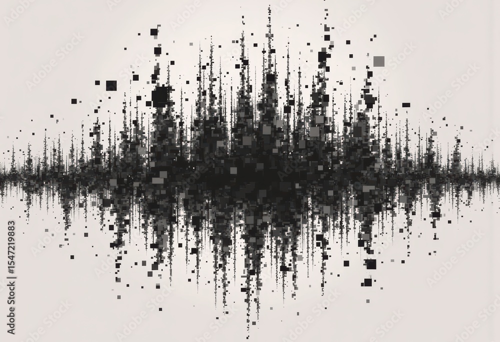 Fototapete grayscale pixelated noise pattern creating a dynamic visual effect