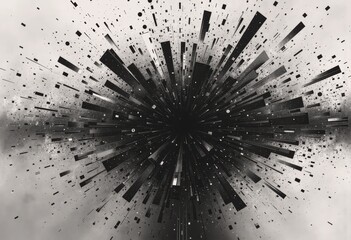 Obraz premium Grayscale pixelated noise pattern creating a dynamic explosion effect