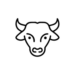 Handdrawn Line Art Bull Head Icon Simple Cow Silhouette Graphic Design Element horns