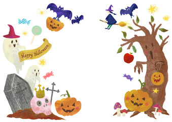 かわいい手描き風ハロウィンのイラストフレーム
