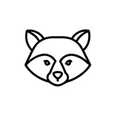 Handdrawn Raccoon Face Outline Line Art Simple Minimalist Animal Icon Graphic head