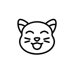 Handdrawn Happy Cat Face Icon Cartoon Cute Pet Animal Line Art Graphic Design Element