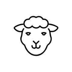Handdrawn Line Art Sheep Face Icon Simple Cute Wool Animal vector