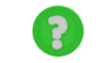 たくさんの柔らかい毛の生えた、はてなマークのぬいぐるみ：背景透過