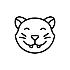 Handdrawn Smiling Cat Face Icon Cute Cartoon Animal Head Line Art Simple Design vector