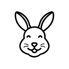 Handdrawn Happy Bunny Rabbit Face Outline Simple Cute Cartoon Animal Icon head