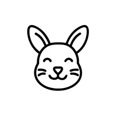 Handdrawn Happy Bunny Rabbit Face Icon Line Art Simple Cute vector