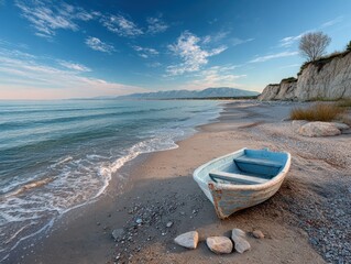 Peaceful beach scene at dawn