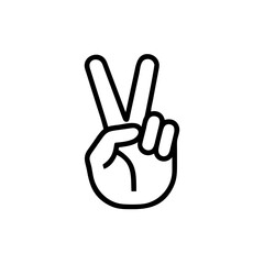 Handdrawn Outline Peace Sign Two Fingers Hand Gesture Icon vector