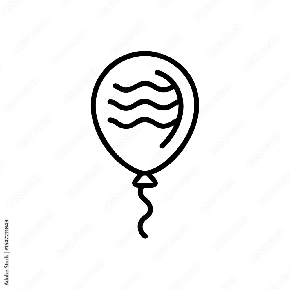 Poster handdrawn line art balloon icon wave pattern simple design vector