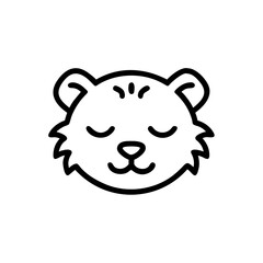 Handdrawn Cute Sleeping Tiger Cub Face Outline Simple Icon baby animal
