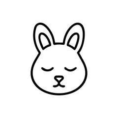 Handdrawn Sleeping Bunny Rabbit Face Outline Simple Cute Cartoon Animal Icon head