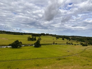 green field and blue sky