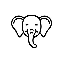 Fototapeta premium Handdrawn Cute Cartoon Elephant Head Line Art Simple Icon Design animal