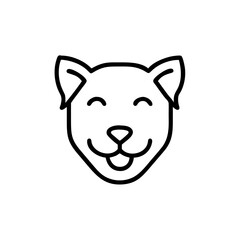 Handdrawn Happy Dog Head Icon Line Art Simple Pet Puppy Canine Graphic animal