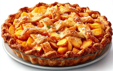 Peach pie on a plate