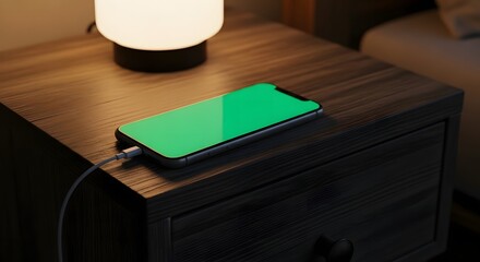 Smartphone Charging on Nightstand A Relaxing Bedside Scene